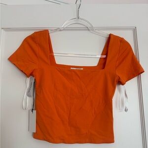 Aritzia Contour Top Babaton square neck orange